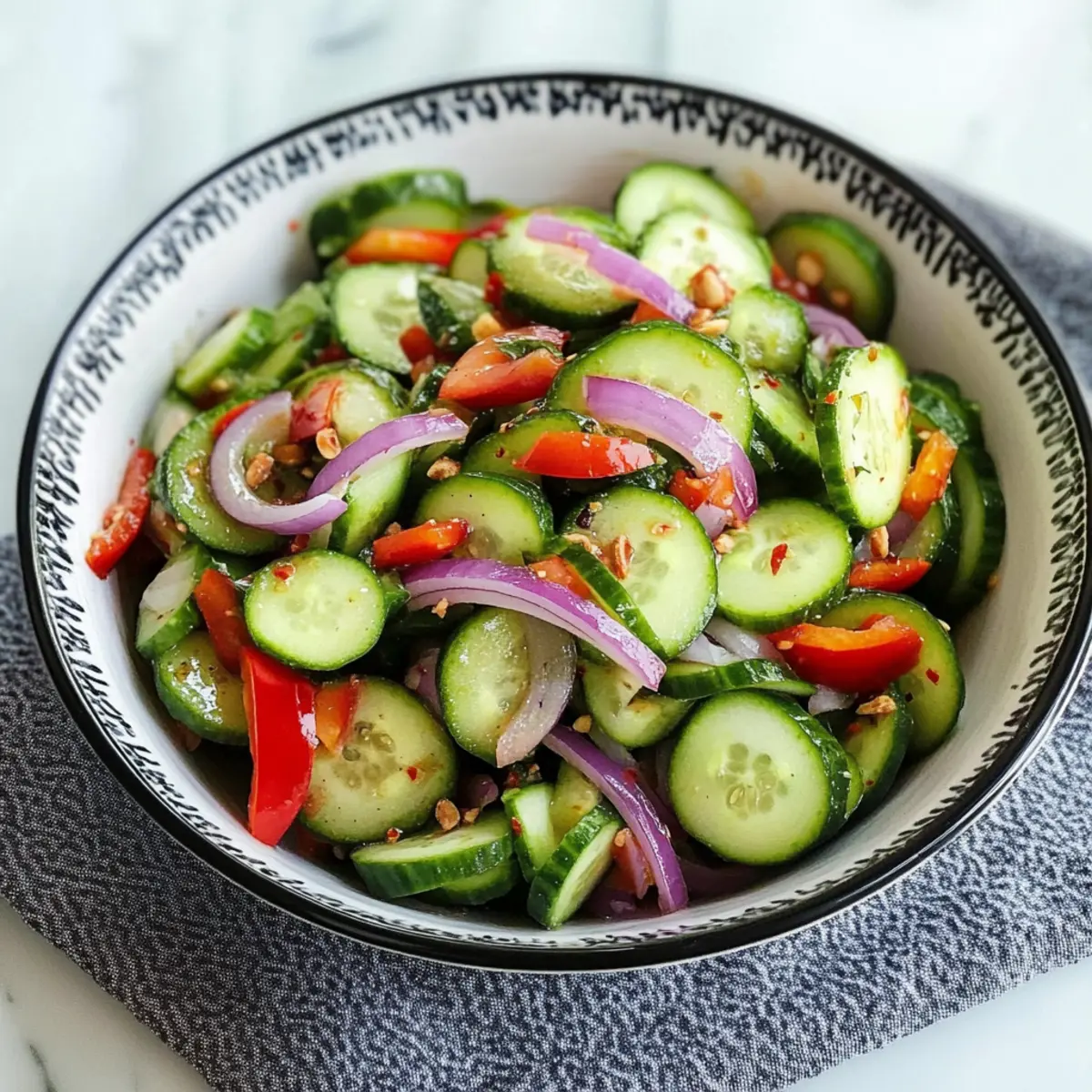 Erfrischender Gurken- und Paprikasalat für den Sommer