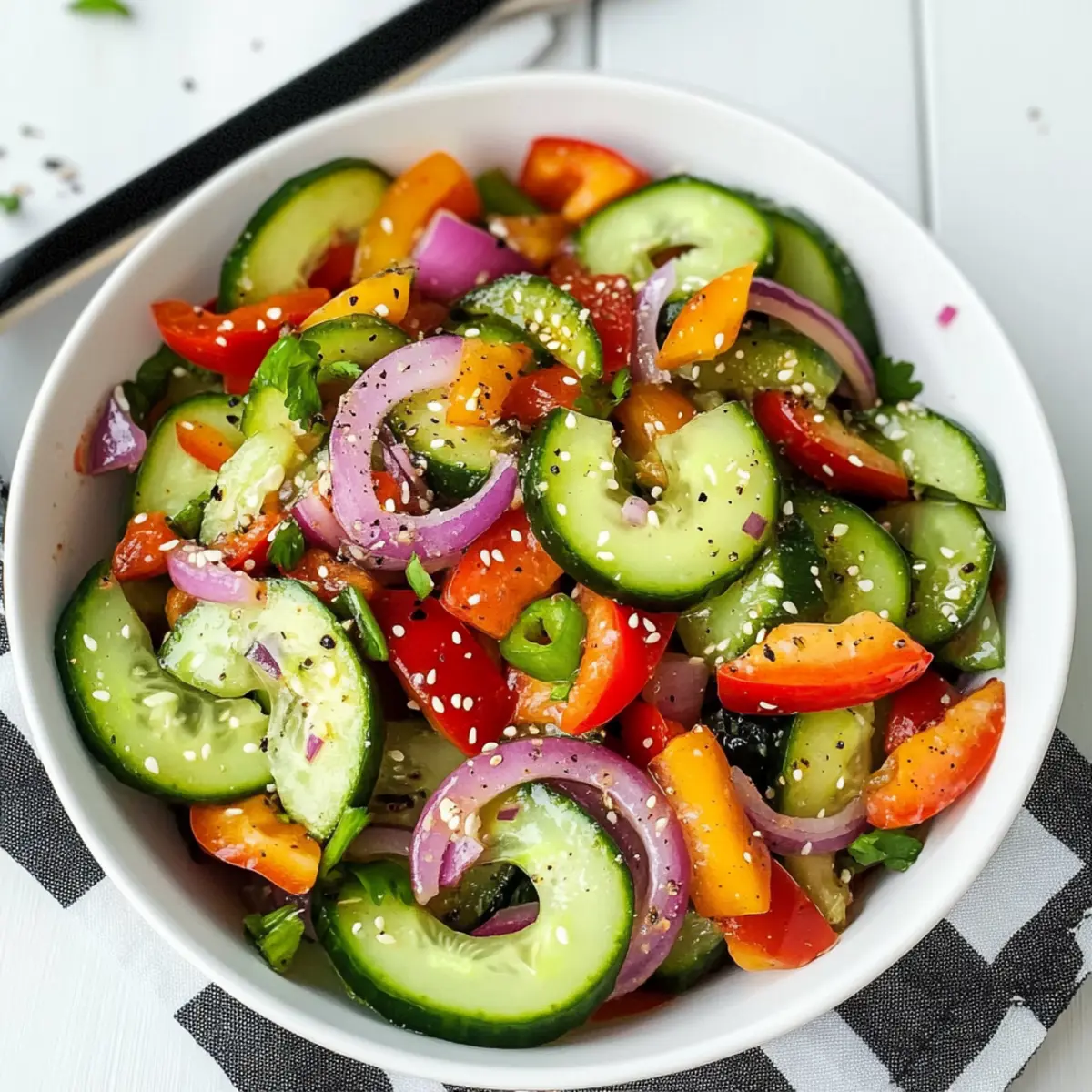 Erfrischender Gurken- und Paprikasalat für den Sommer