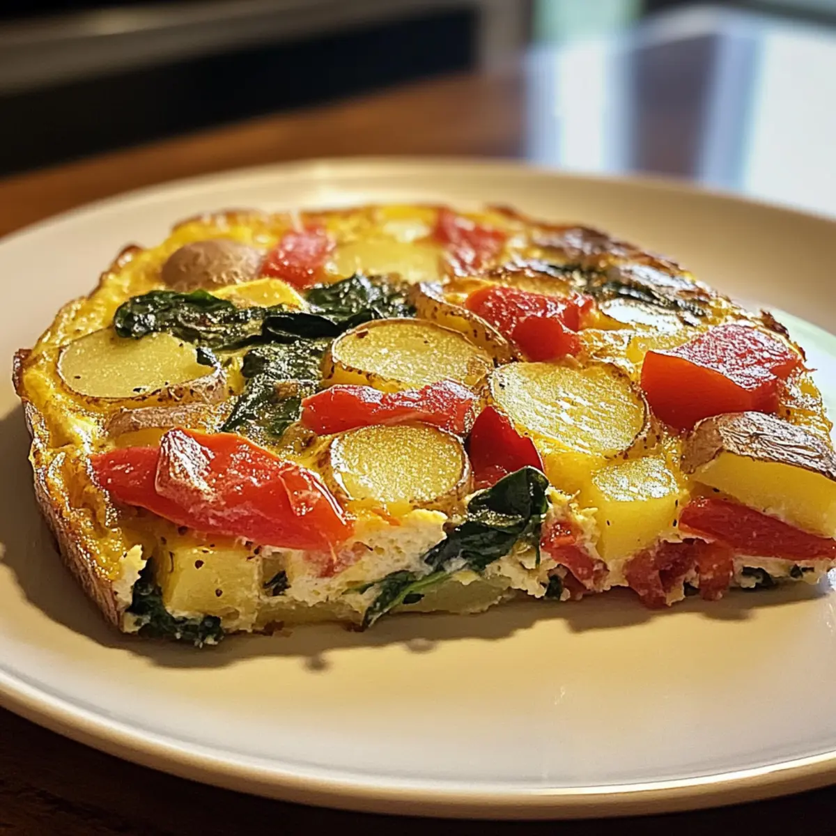 Frittata mit Kartoffeln, roten Paprika und Spinat genießen