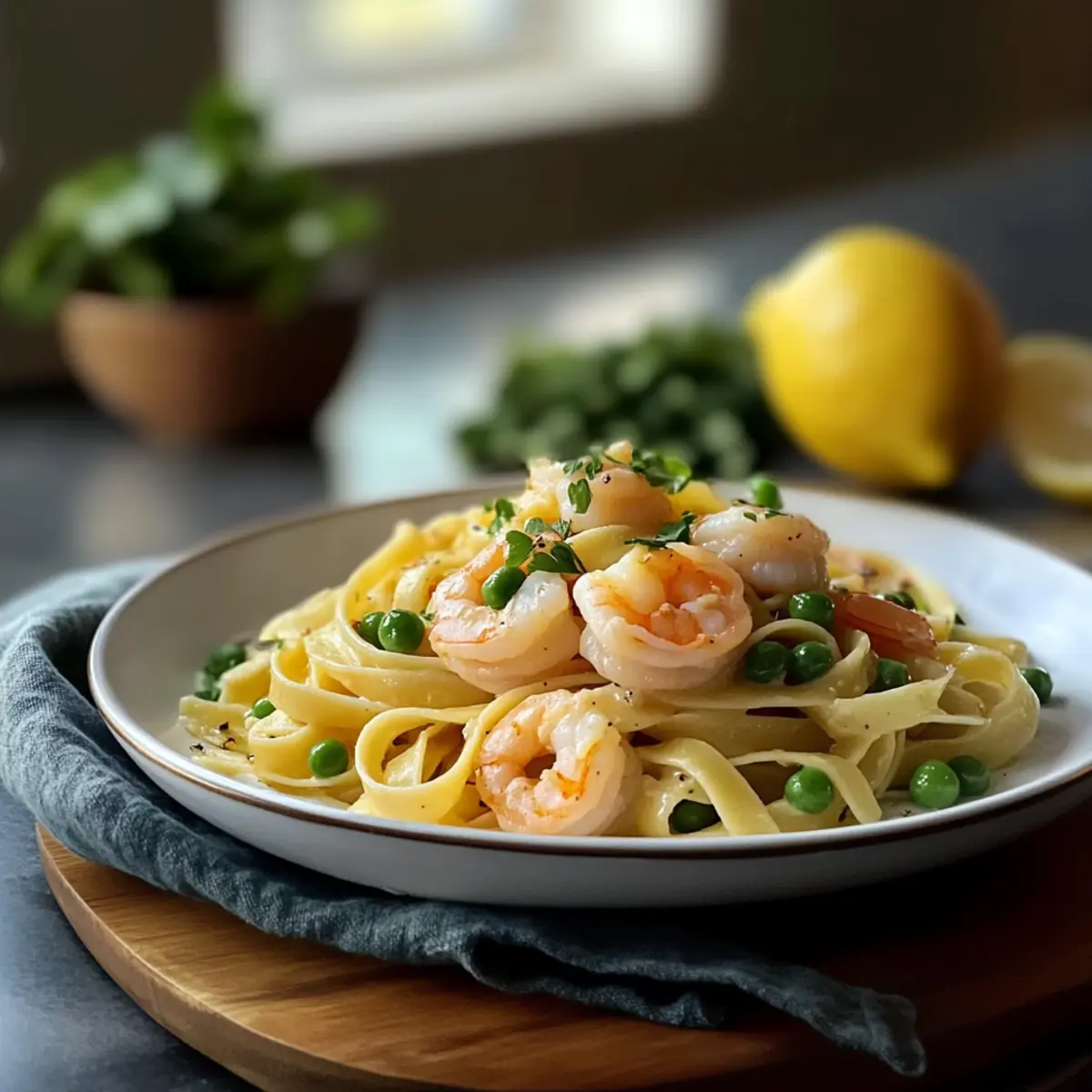 Zitronen-Fettuccine mit Knoblauchgarnelen schnell zubereiten