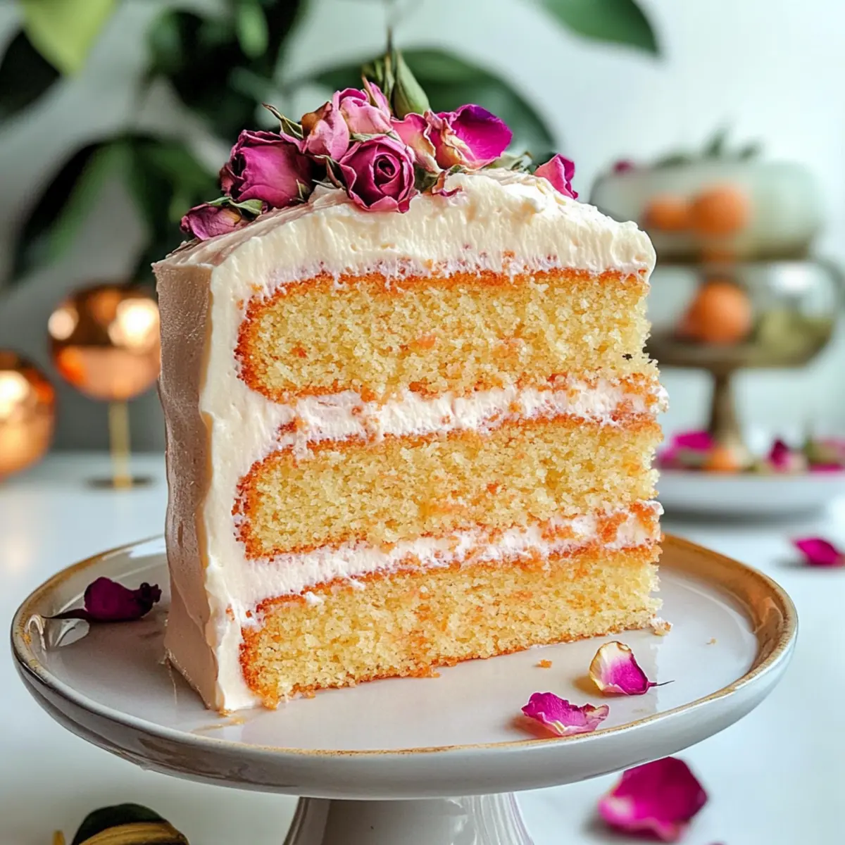 Orangen-Kardamom-Kuchen mit Rosen-Buttercreme