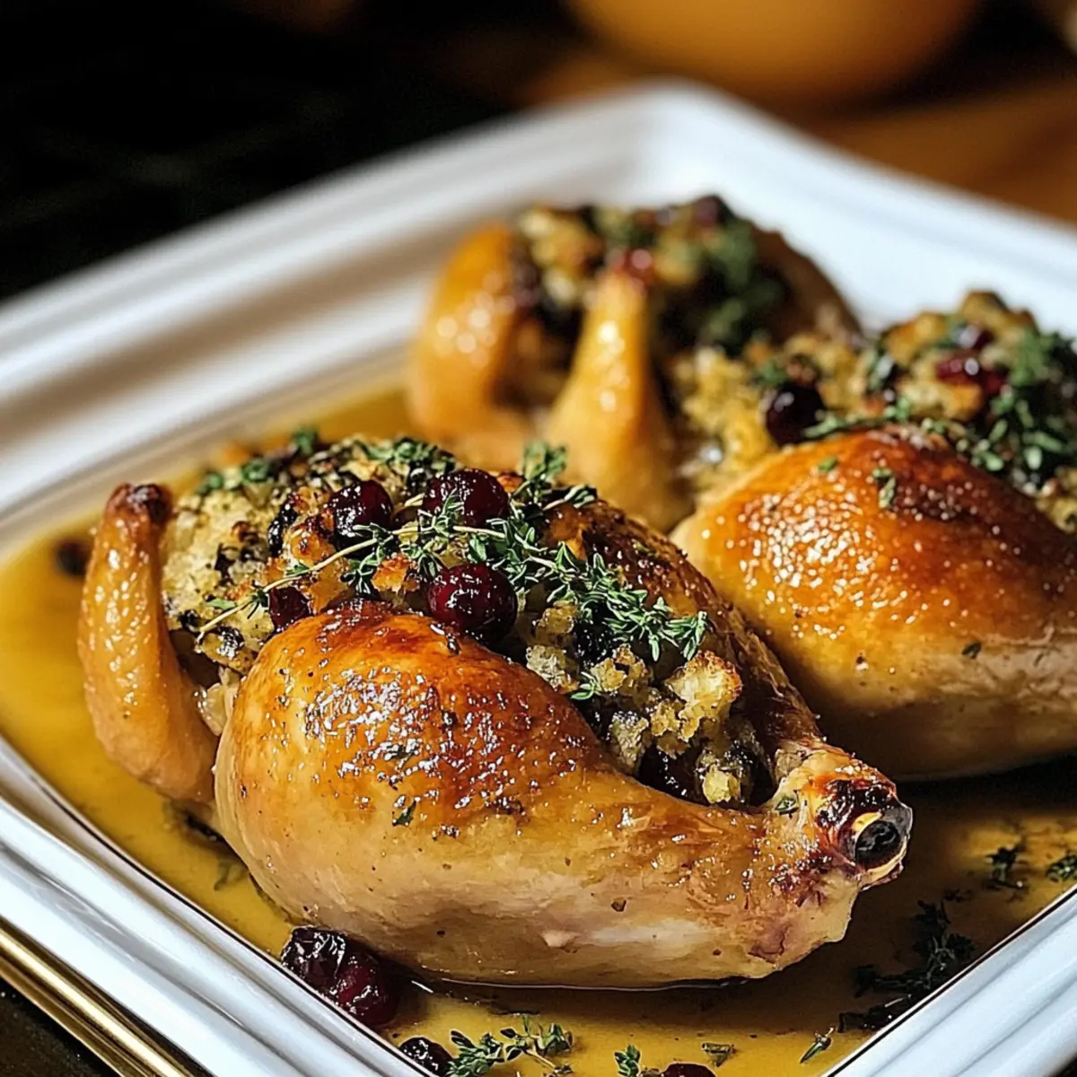 Saftige gefüllte Cornish-Hähnchen für Festtage