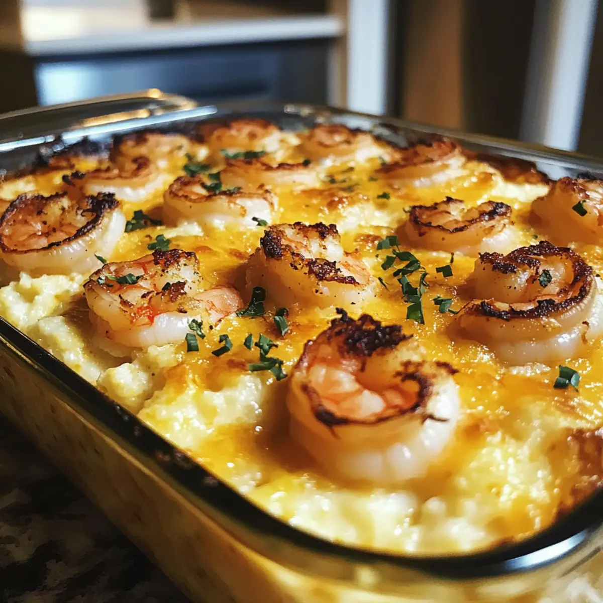 Cremige Shrimp & Grits Auflauf Rezept