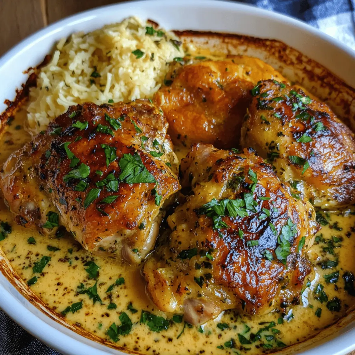 Cremige Ingwer Knoblauch Hähnchen Oberschenkeltopf