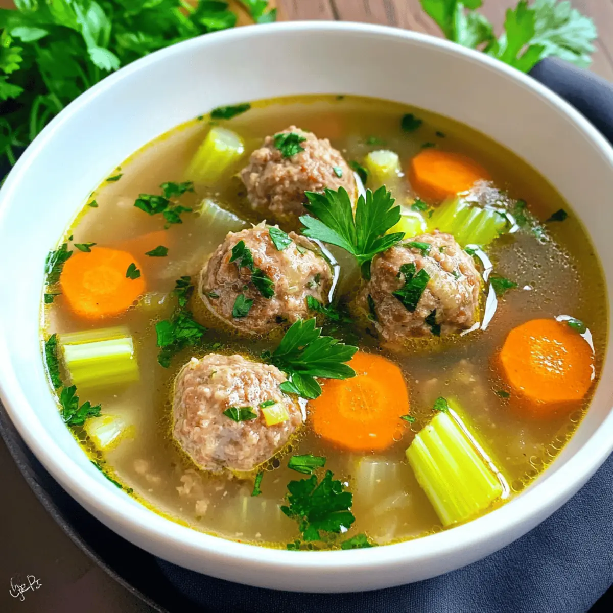 Herzhafte Hackbällchen-Suppe mit frischem Gemüse