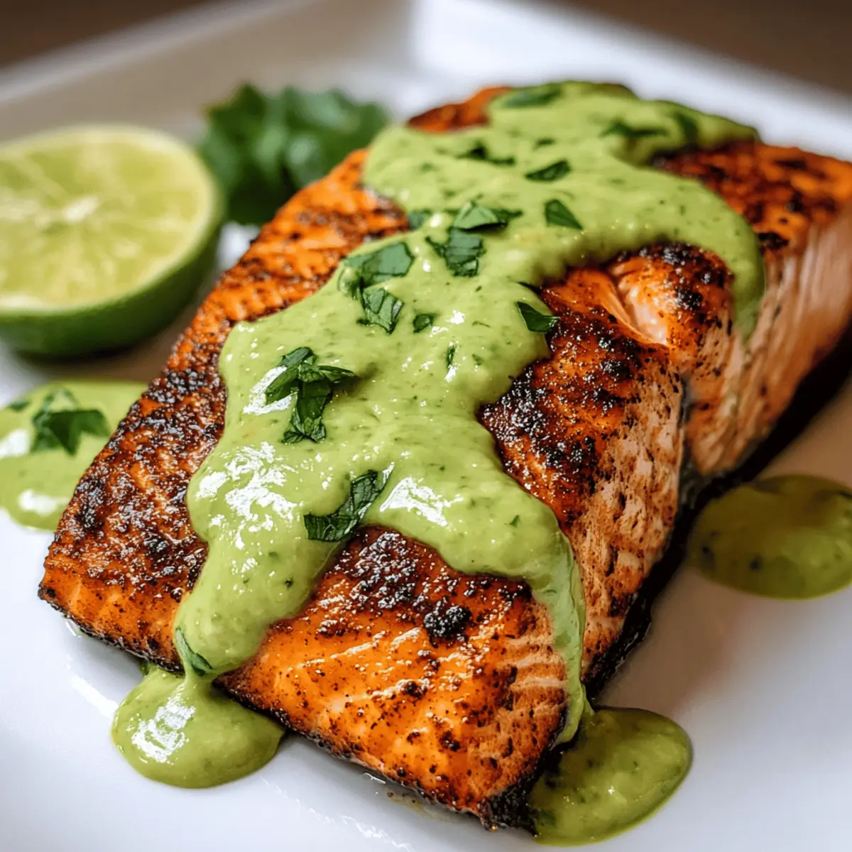 Baked Cajun Salmon mit Avocado Limetten Sauce