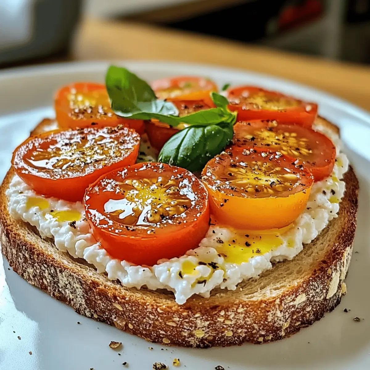 Der Ausgang: Schneller Tomaten-Cottage Cheese Toast