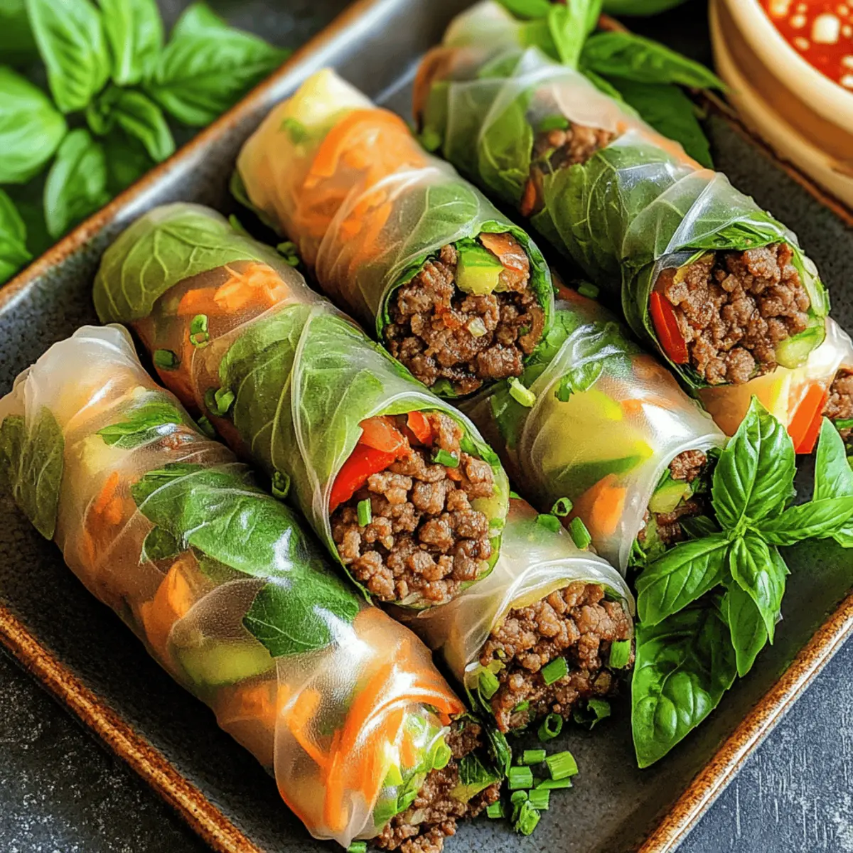 Thai Basil Rindfleisch Rollen Gesund und Lecker
