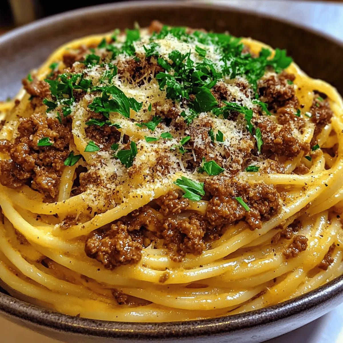 Cajun Rindfleisch Spaghetti mit cremiger Käsesauce