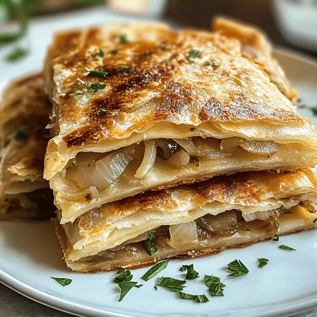 Gefüllte Msemen mit Zwiebeln und Kräutern