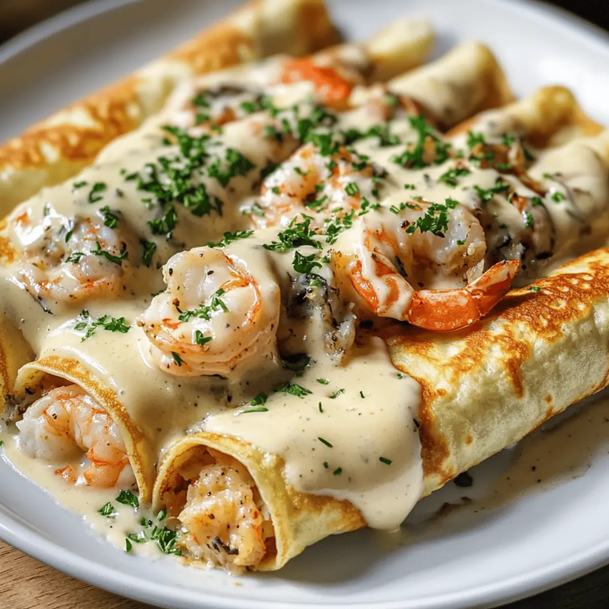 Meeresfrüchte-Crêpes mit cremiger Béchamel