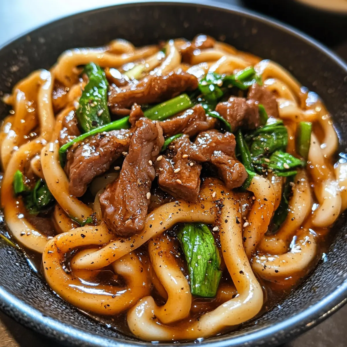 Schwarzer Pfeffer Rindfleisch Udon Nudeln in 30 Minuten