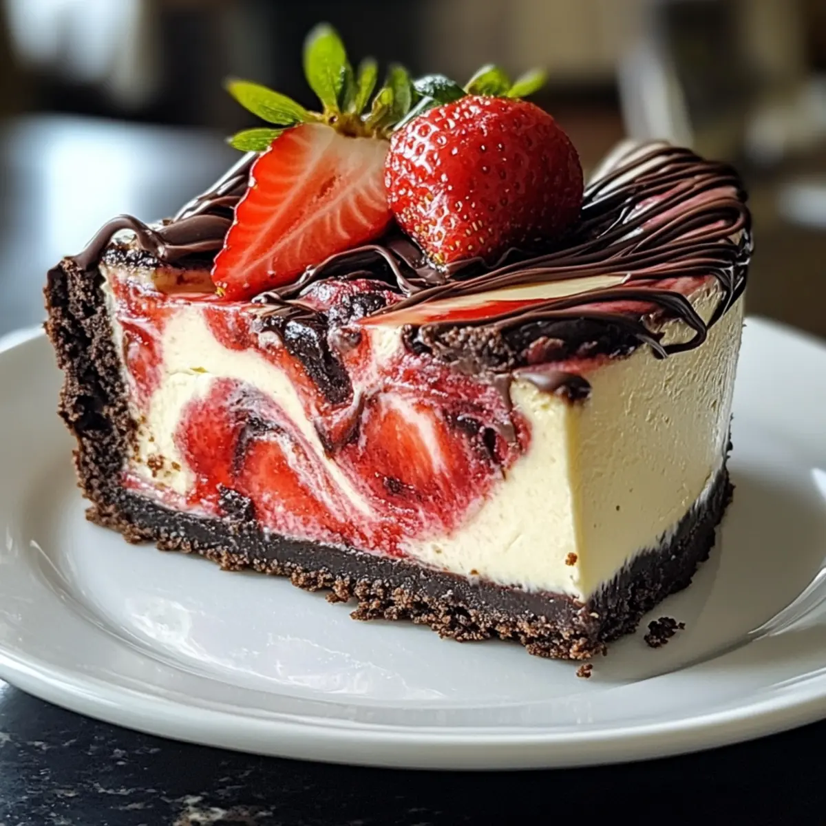 Schokoladen-Erdbeer-Swirl-Käsekuchen leicht gemacht