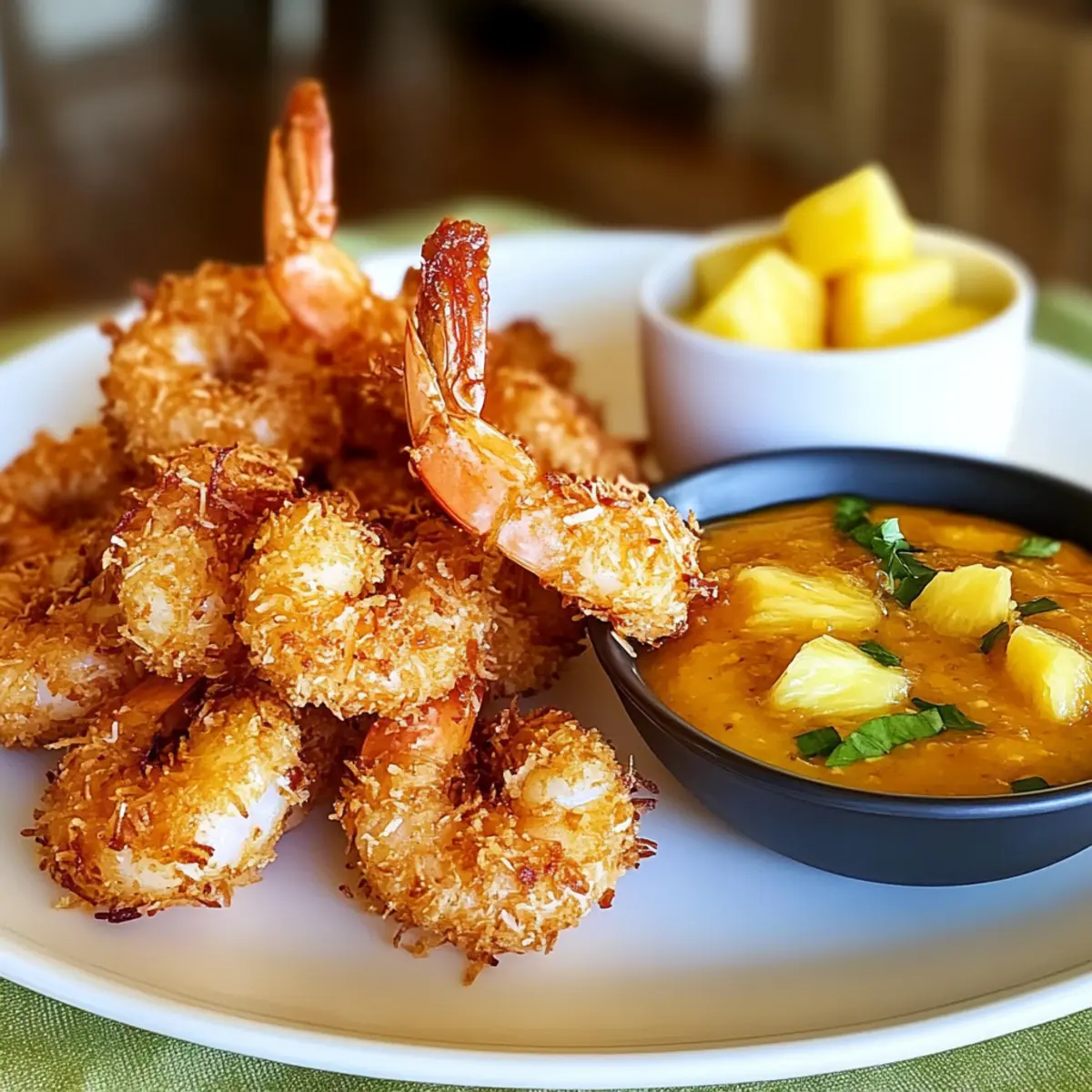 Kokosnuss-Garnelen mit fruchtiger Dipsauce