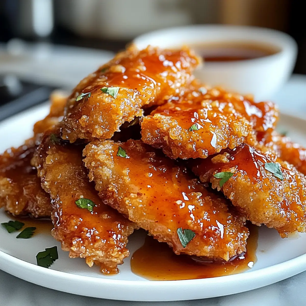 Crispy Gebackenes Heißes Honig Hähnchen Genuss