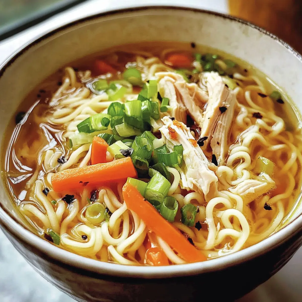 Wärmende Ingwer-Frühlingszwiebel-Hühnchen-Nudelsuppe