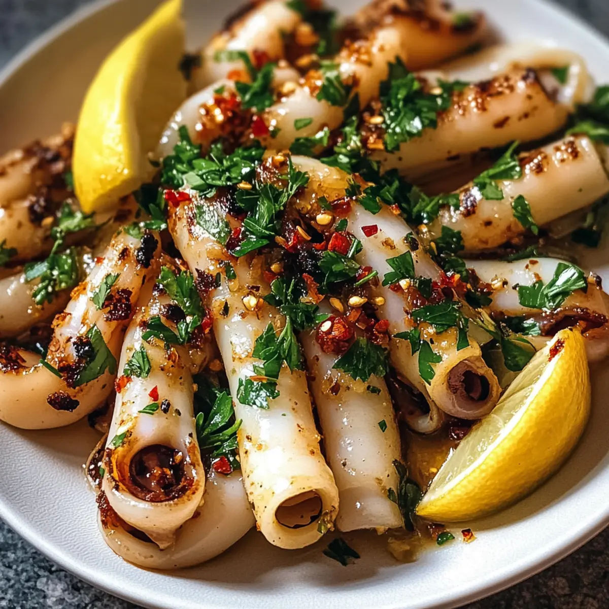 Gegrillter Knoblauch-Chili-Tintenfisch ganz einfach