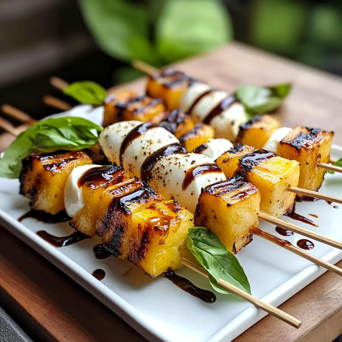 Gegrillte Ananas Caprese Spieße für den Sommer
