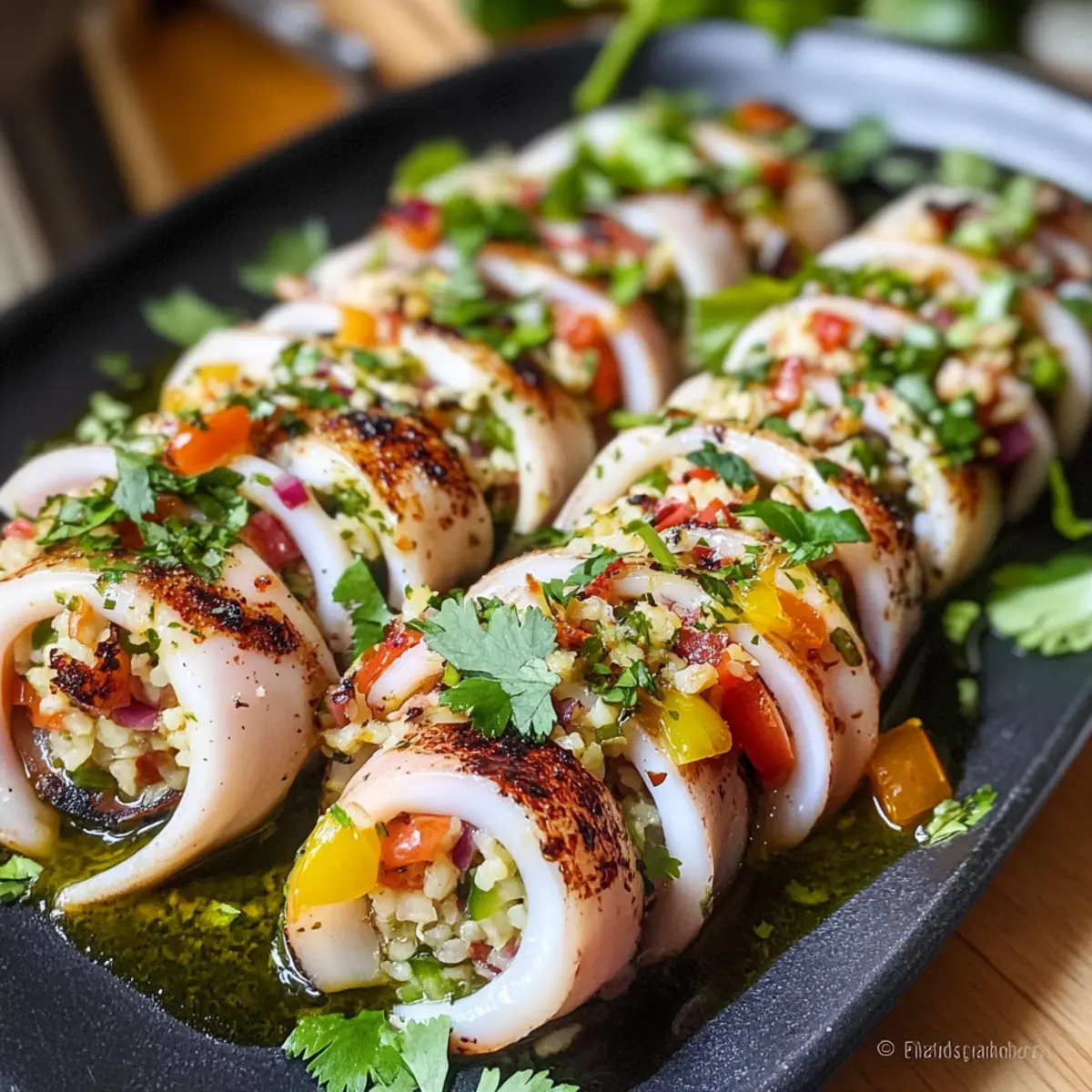 Gegrillter gefüllter Calamari für ein Geschmackserlebnis