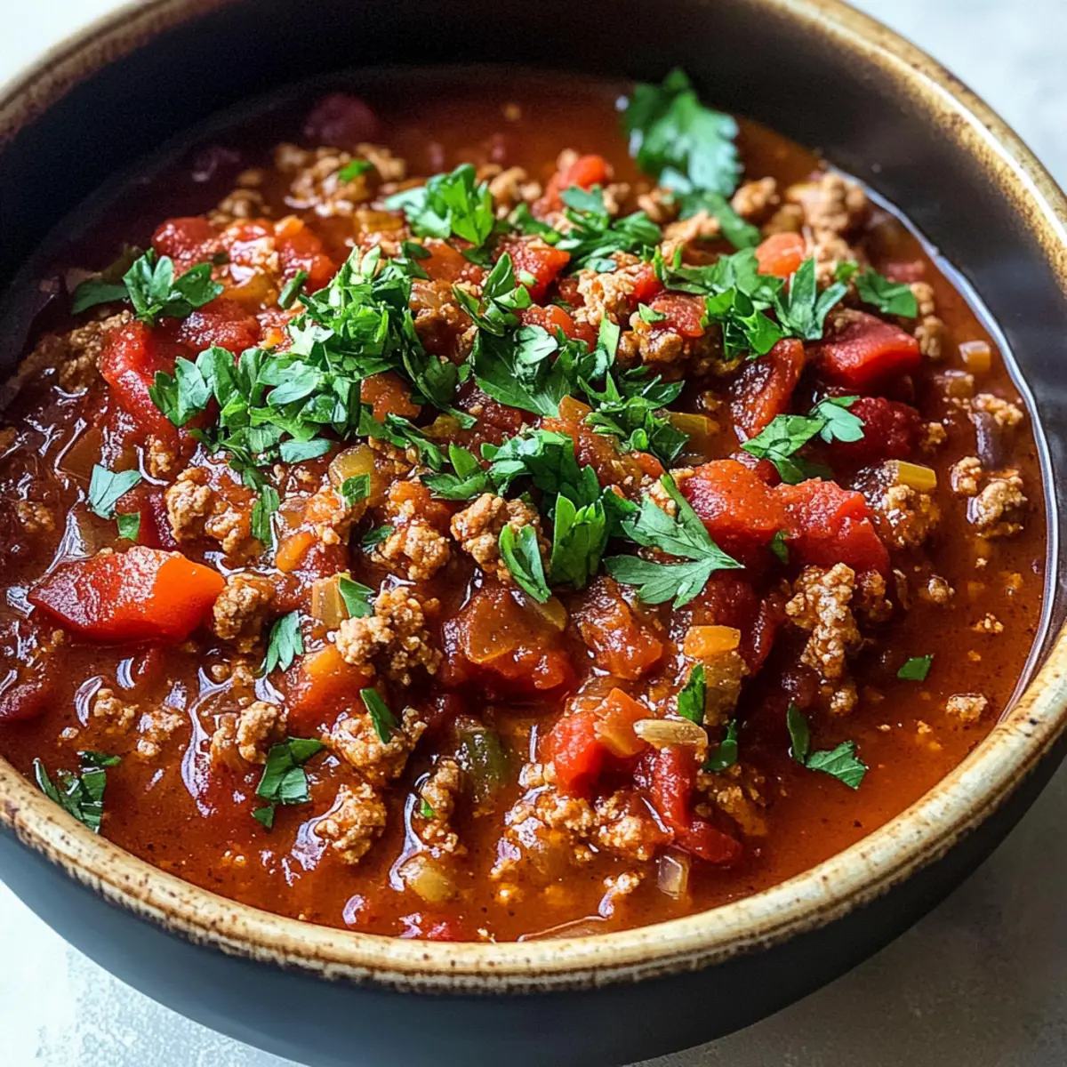 Keine-Bohnen Low-Carb Keto Truthahn Chili für Gemütliche Abende
