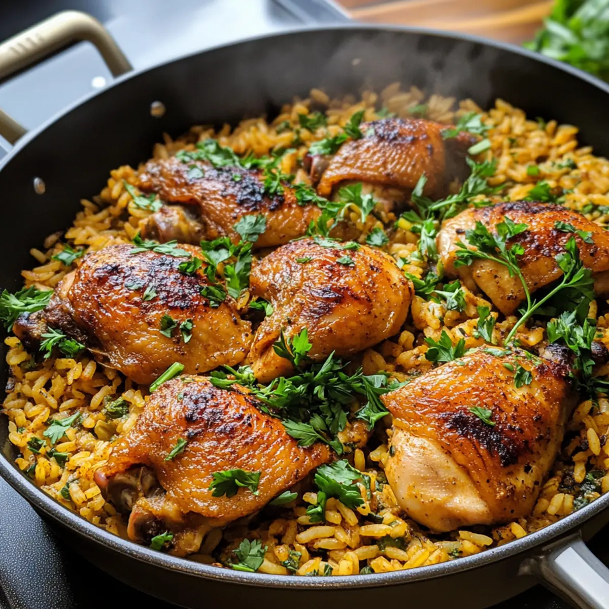 Ein Topf Shawarma-Hühnchen und Reis für Genießer