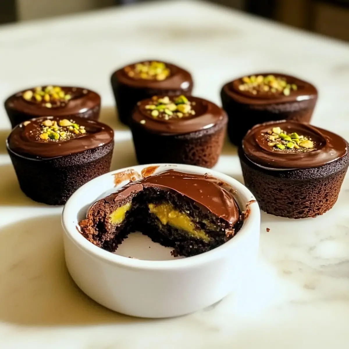 Pistazien-Schokoladen-Lava-Küchlein für Schokoladenliebhaber
