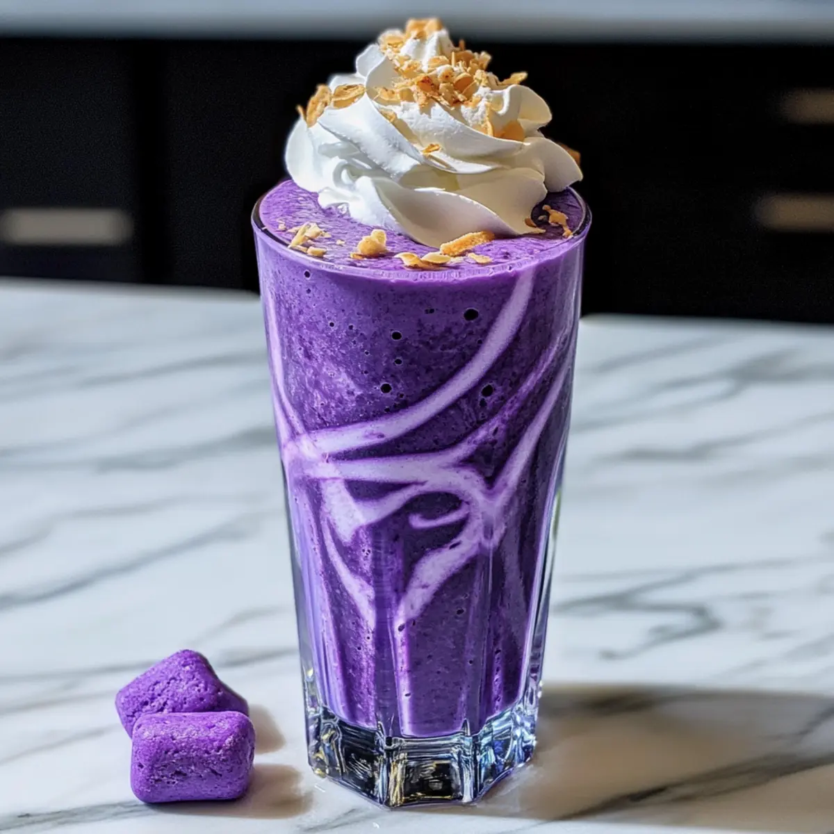 Lila Ube Macapuno Getränk für heiße Sommertage