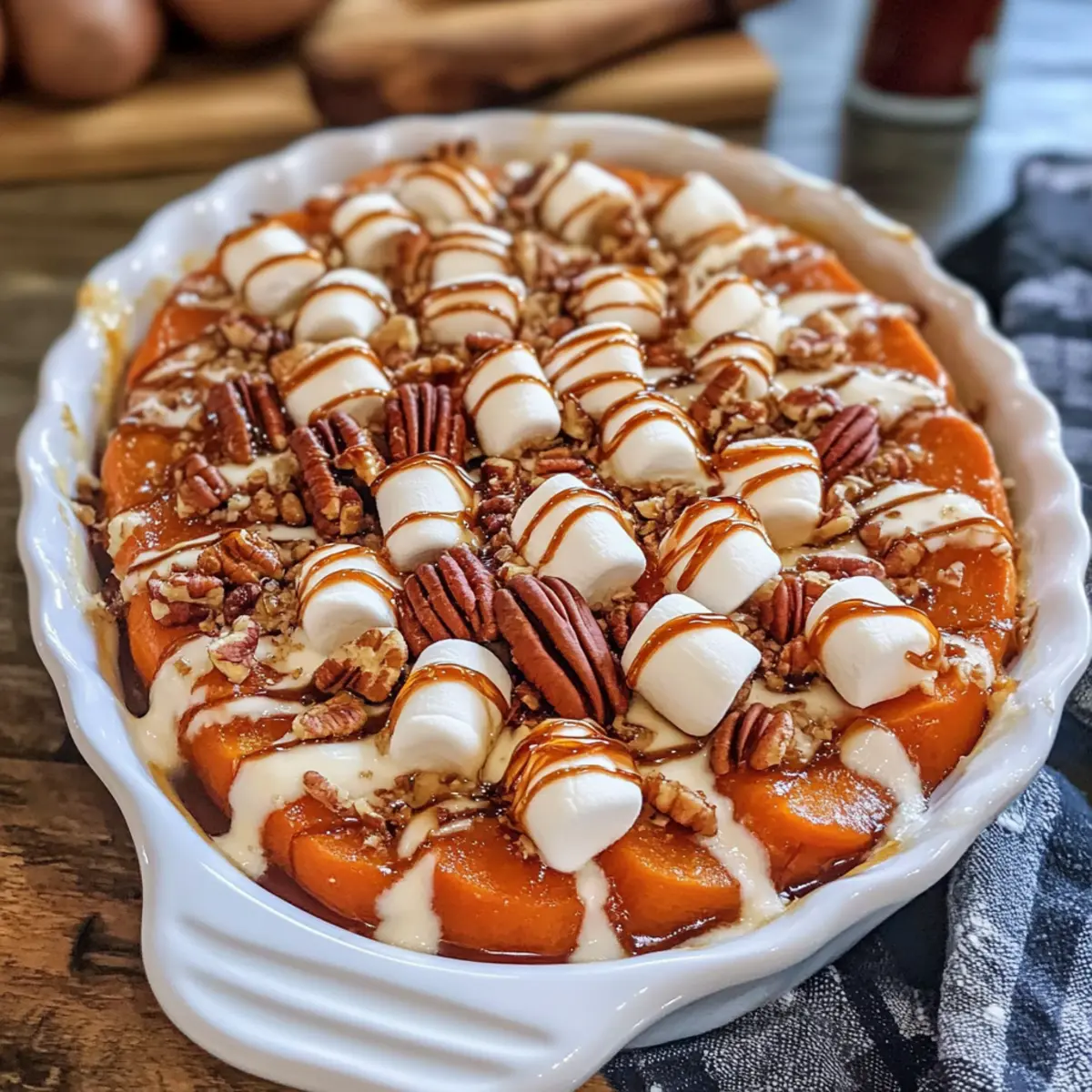 Geröstete Süßkartoffeln mit süßem Crunch
