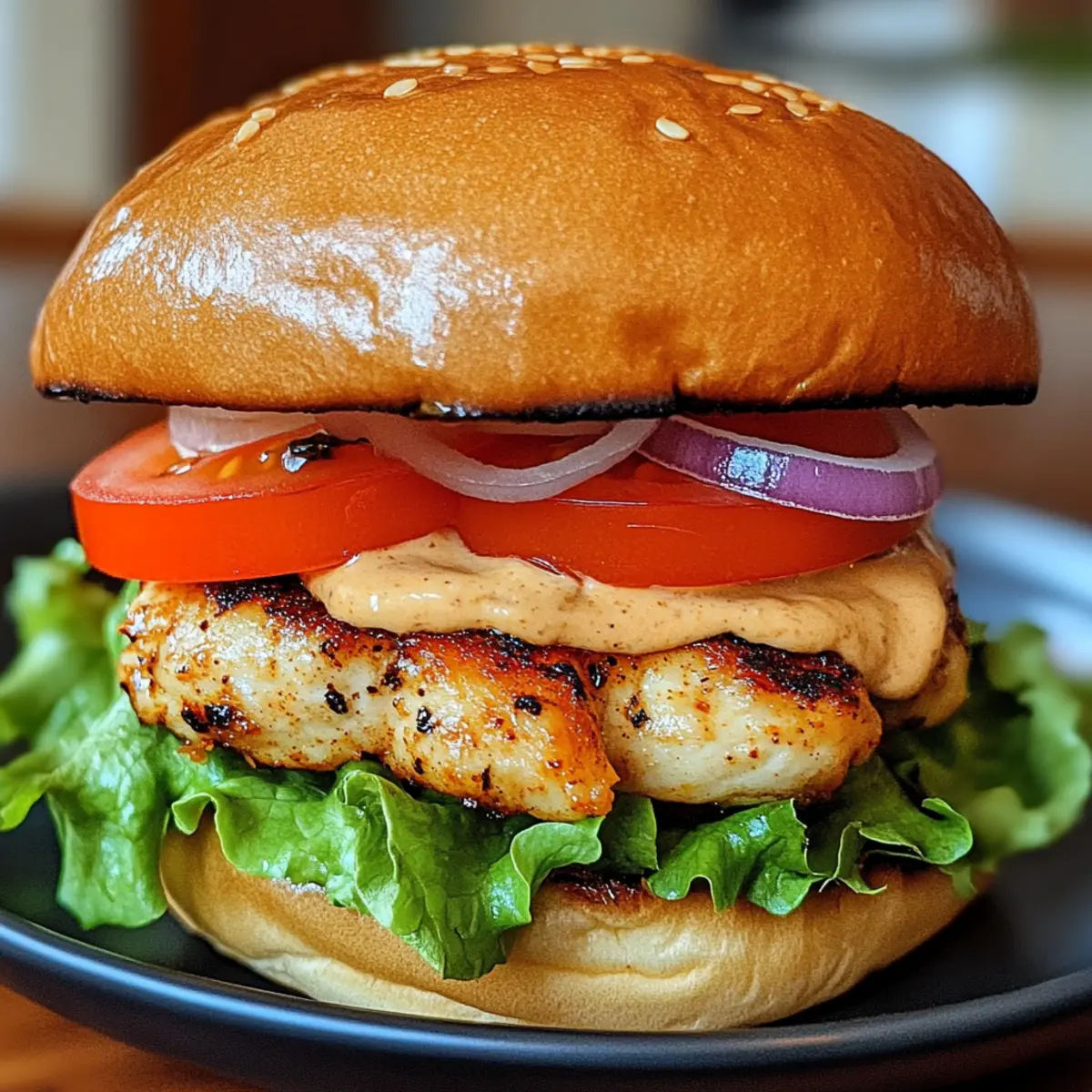 Scharfer Chipotle Hähnchenburger zum Verlieben