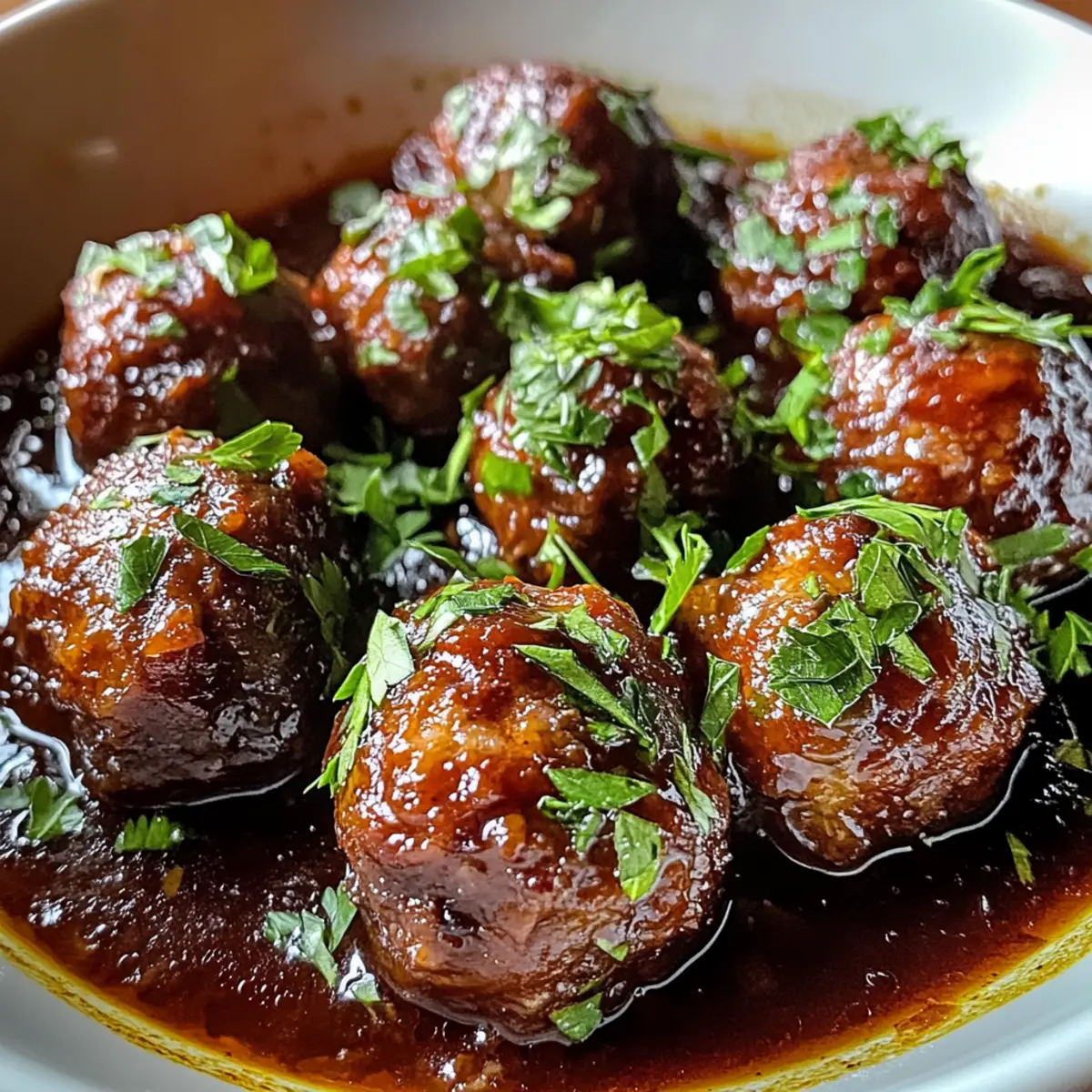 Zarte Rotwein geschmorte Fleischbällchen genießen