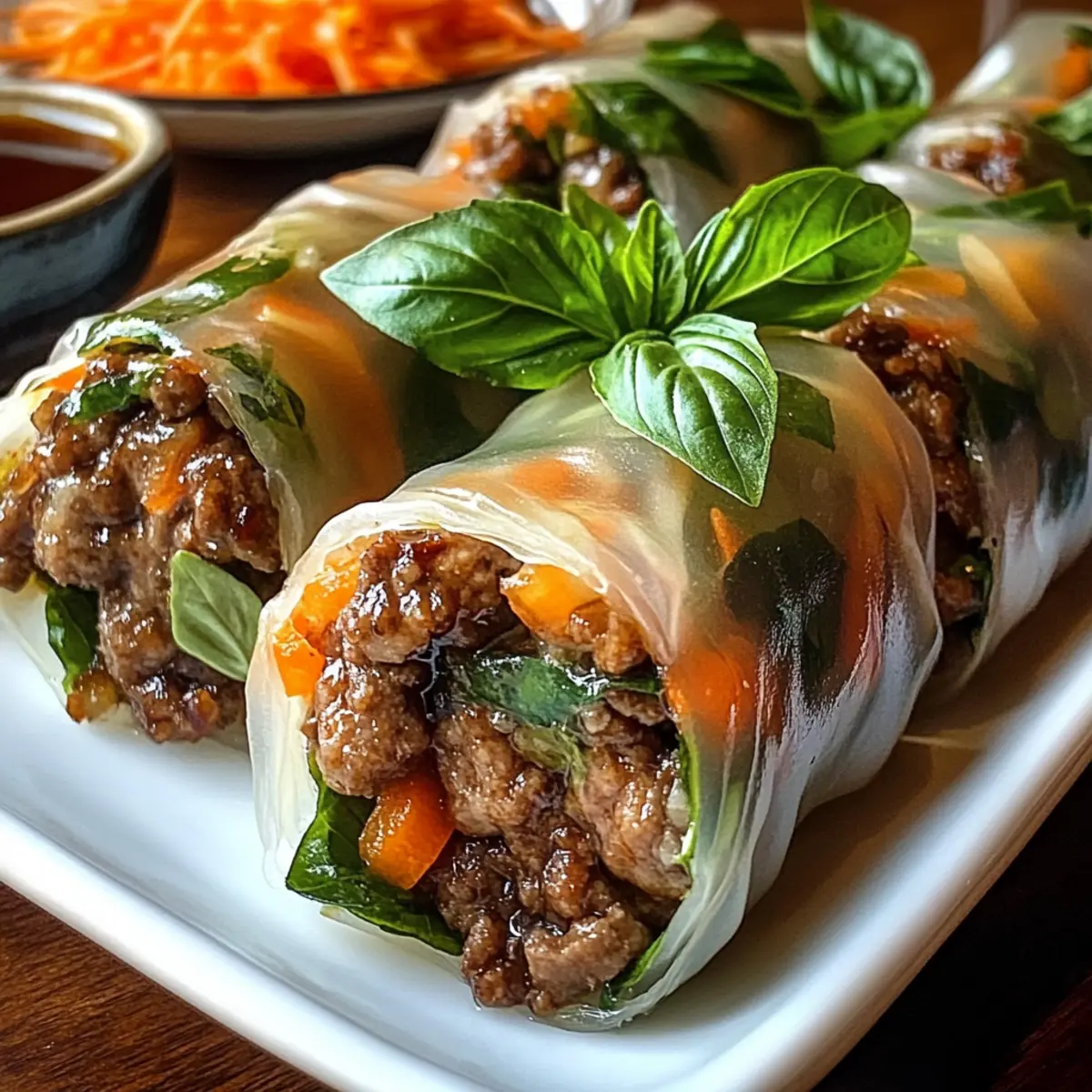 Thai-Basilikum-Rindfleisch-Rollen schnell & frisch