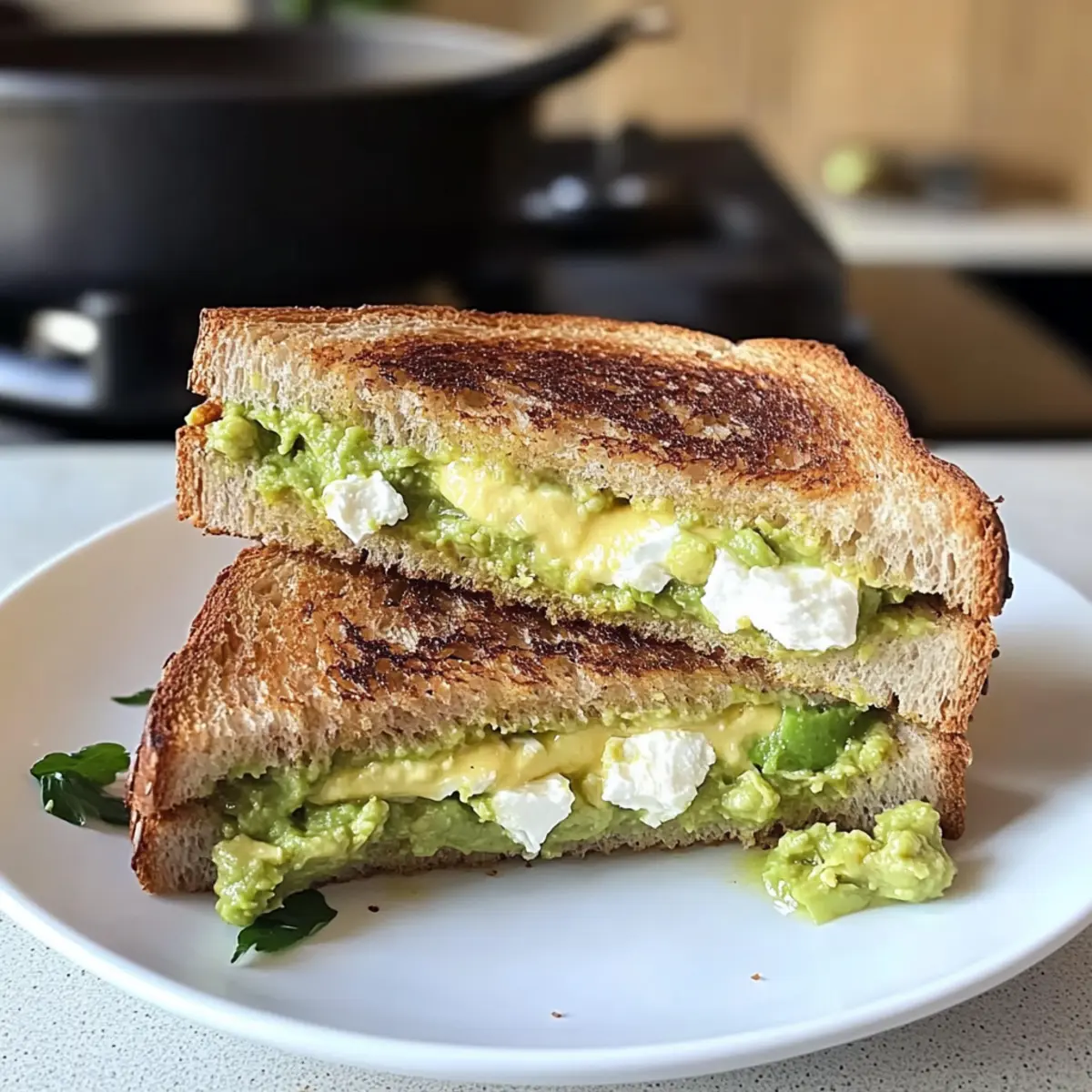 Avocado, Hummus und Feta Gegrillter Käse Genuss