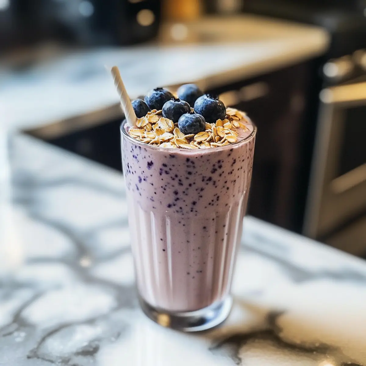 Blaubeer Muffin Protein Shake mit Hafer und Zimt