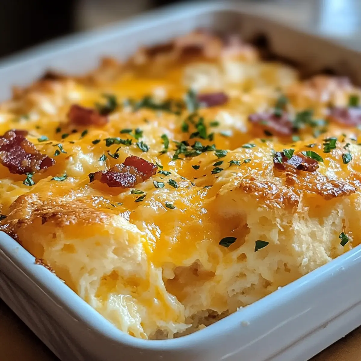 Cheddar-Biskuit-Ei-Auflauf für ein gemütliches Frühstück