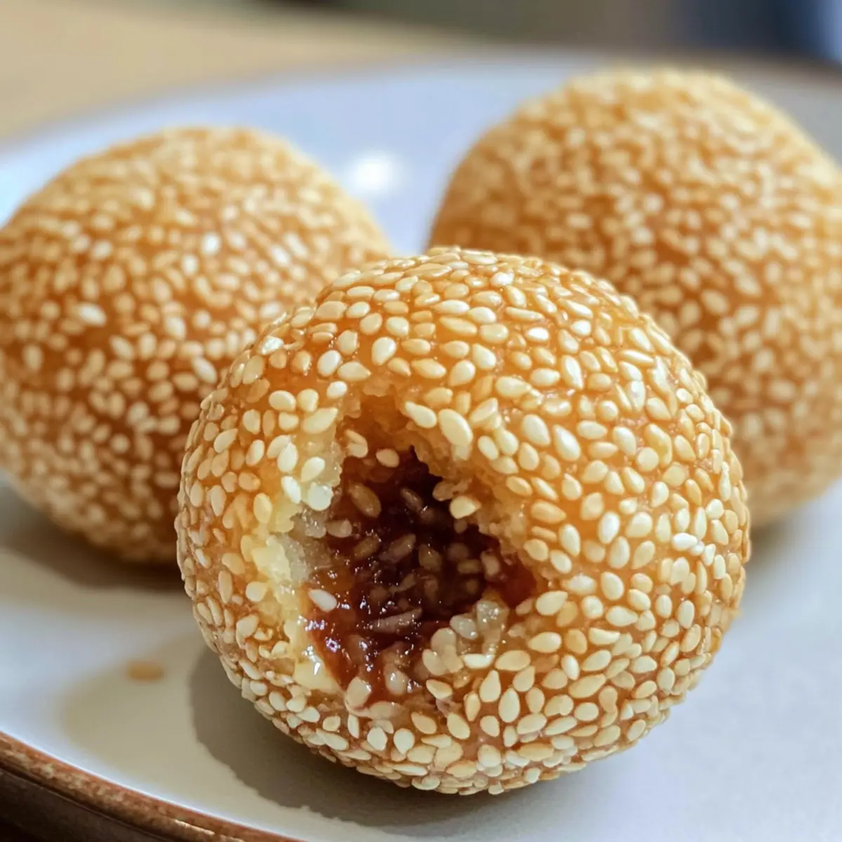 Chinesische gebratene Sesamkugeln mit roter Bohnenpaste