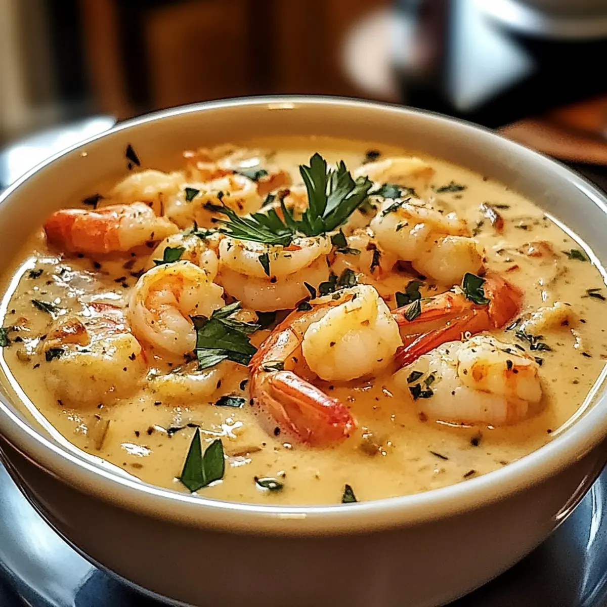 Krabben- und Garnelen-Seafood-Bisque für Genießer