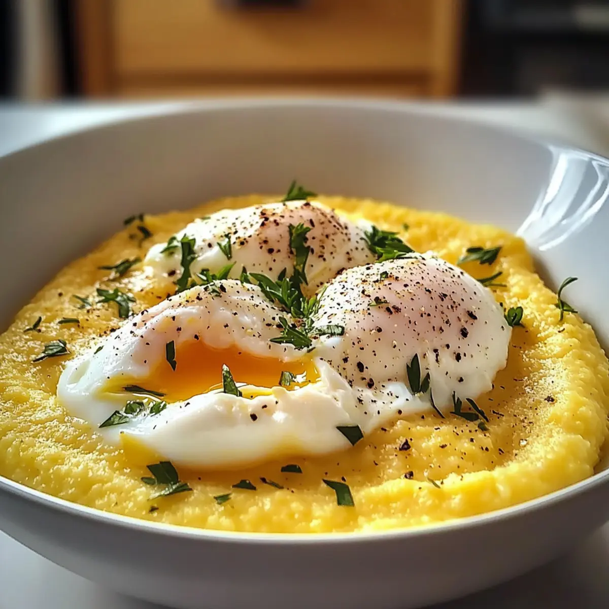 Cremige Polenta mit pochierten Eiern für Genussmomente