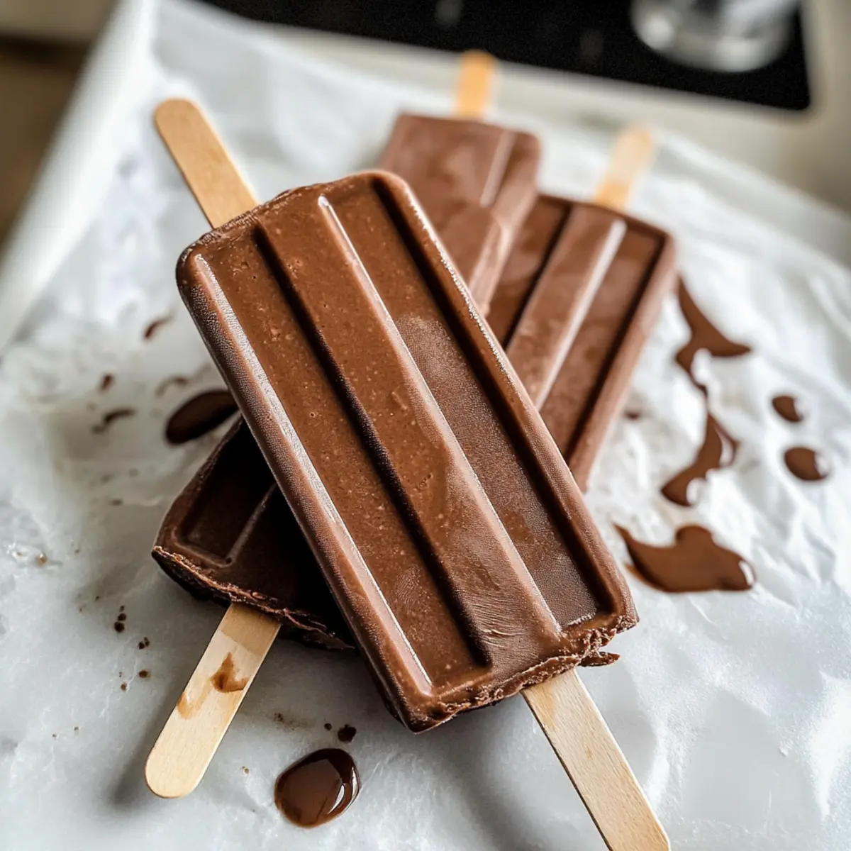 Doppelte Schokoladen-Fudge-Pops für heiße Tage