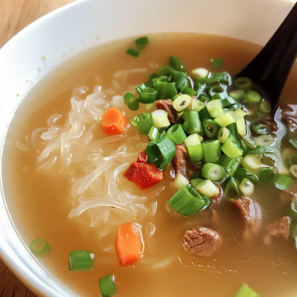 Koreanische Rinderrippchen Knochenbrühe Suppe geniessen