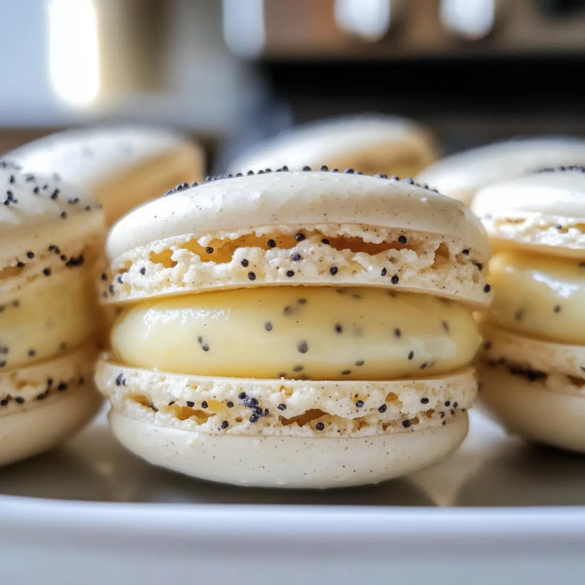 Zitronen-Mohn-Macarons mit leichter Füllung