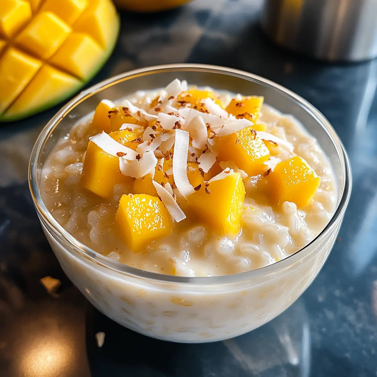 Mango-Kokosreis-Pudding für tropischen Genuss