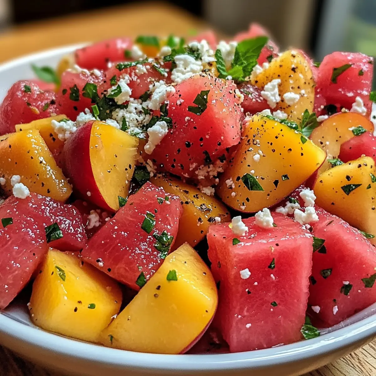 Pfirsich-Wassermelonen-Salat für heiße Sommertage