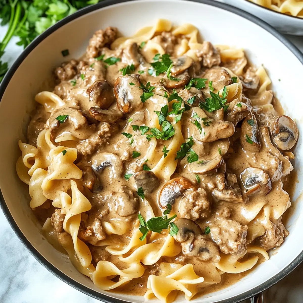 Topf Rindfleisch Stroganoff für schnelle Abende