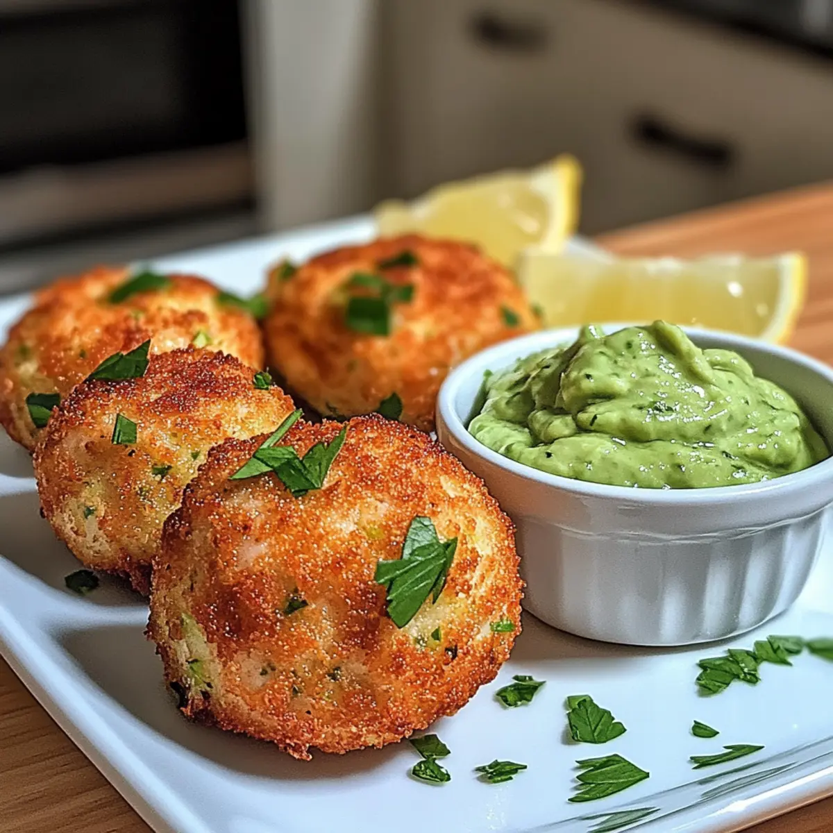 Lachs Bällchen mit cremiger Avocado Soße