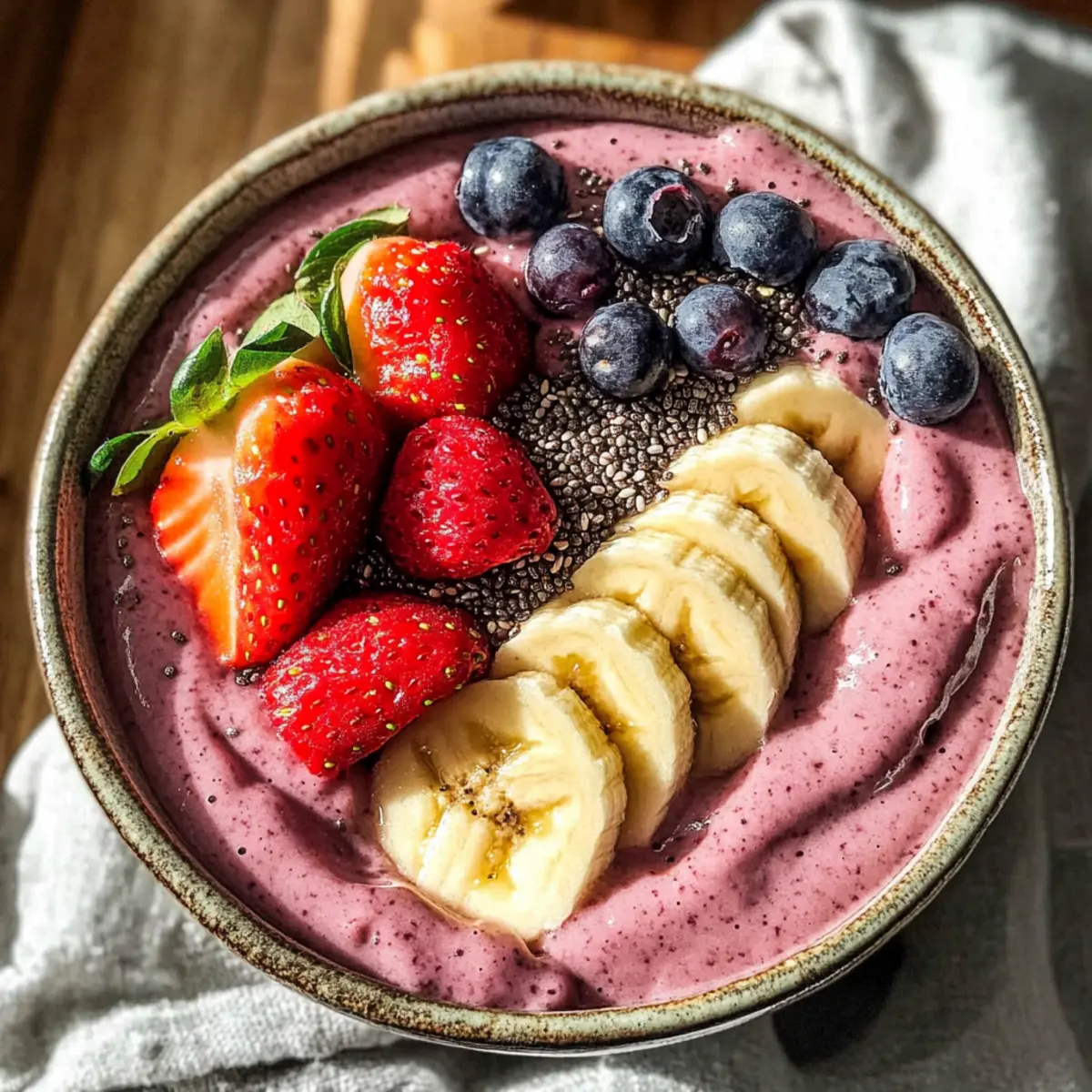 Erdbeer-Acai-Smoothie-Schüssel für gesunde Genießer