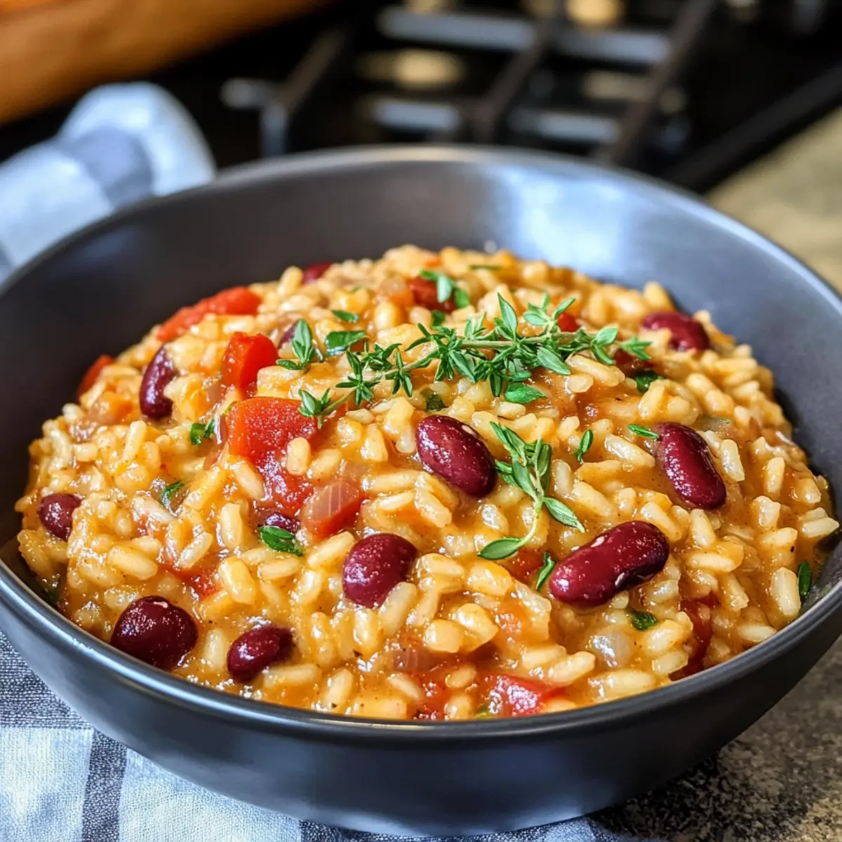 Veganer Cajun-Risotto für ein herzhaftes Abendessen