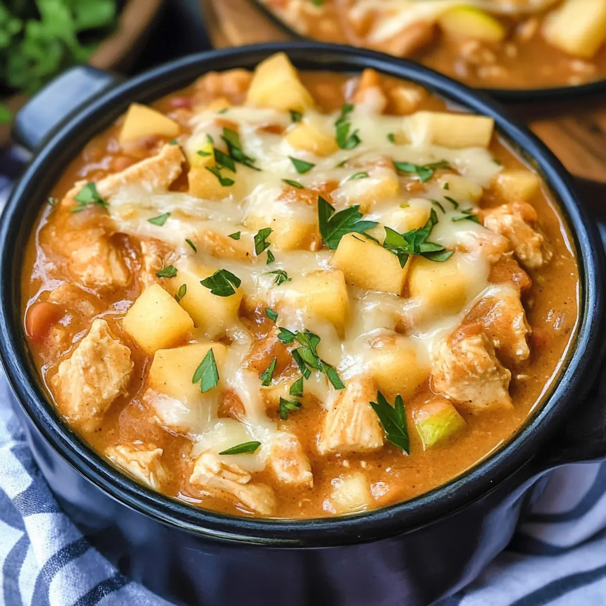 Weiße Cheddar Apfel Hähnchen Chili für gemütliche Abende
