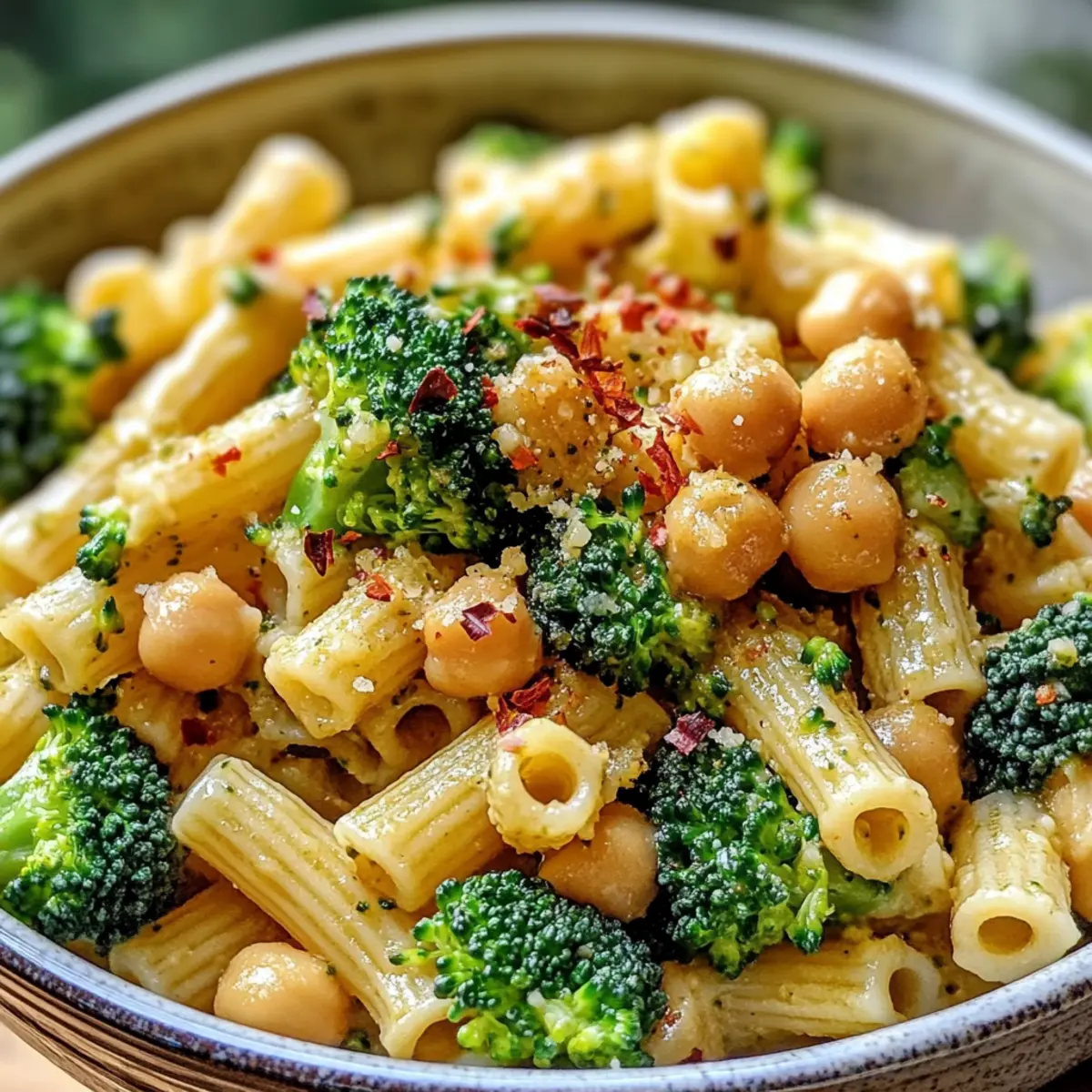 Brokkoli Kichererbsen Pasta mit Knoblauch Olivenöl