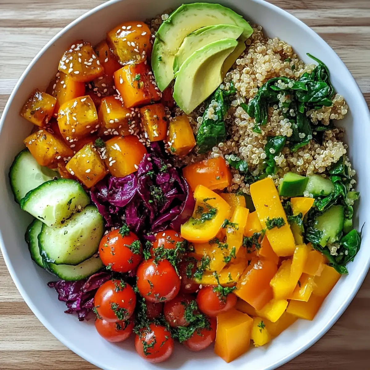 Buddha-Schüssel mit Quinoa und frischem Gemüse