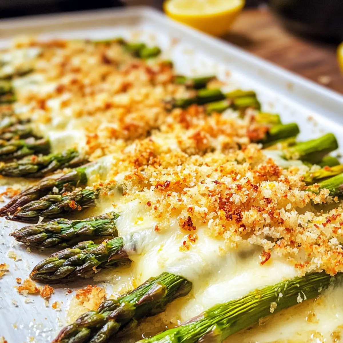 Käseüberbackener Spargel mit Zitronen-Panko